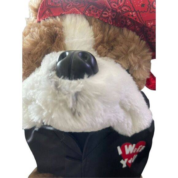 DanDee Collectors Choice Kids Tan Black Biker Bulldog W/ Leather Jacket Plush OS - Picture 6 of 12